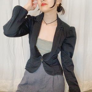 Vintage GUESS Puff Sleeves Black Cotton Jacket